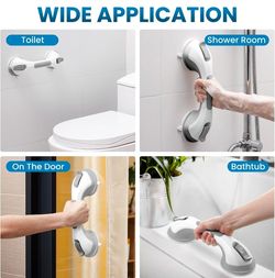 Open box 2 Pack 12 Inch Grab Bars for Bathtubs and Showers for Seniors, Heavy Duty Shower Handle for Elderly, Suction Cup Removable Handrails Handicap