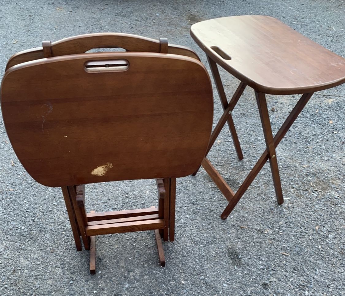Wood Lucca 4-Piece Snack Table Set in a walnut finish