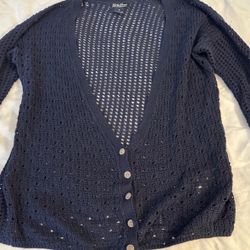 Lucky Brand Navy Open Knit Cardigan Sweater S