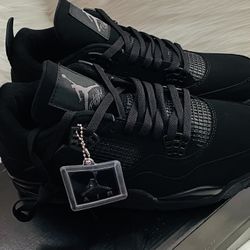 Air Jordan 4 “Black Cat” Retro Sneakers – All-Black Nubuck Premium Basketball Shoes