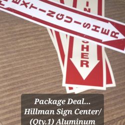 Package Deal/ Hillman Sign Centers Fire Extinguisher Arrow Aluminum Fire Extinguisher Location Sign+ 4 Glow In The Dark Fire Extinguisher Decals