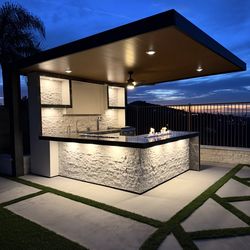 Custom Outdoor TV Wall & L-Shape BBQ Island