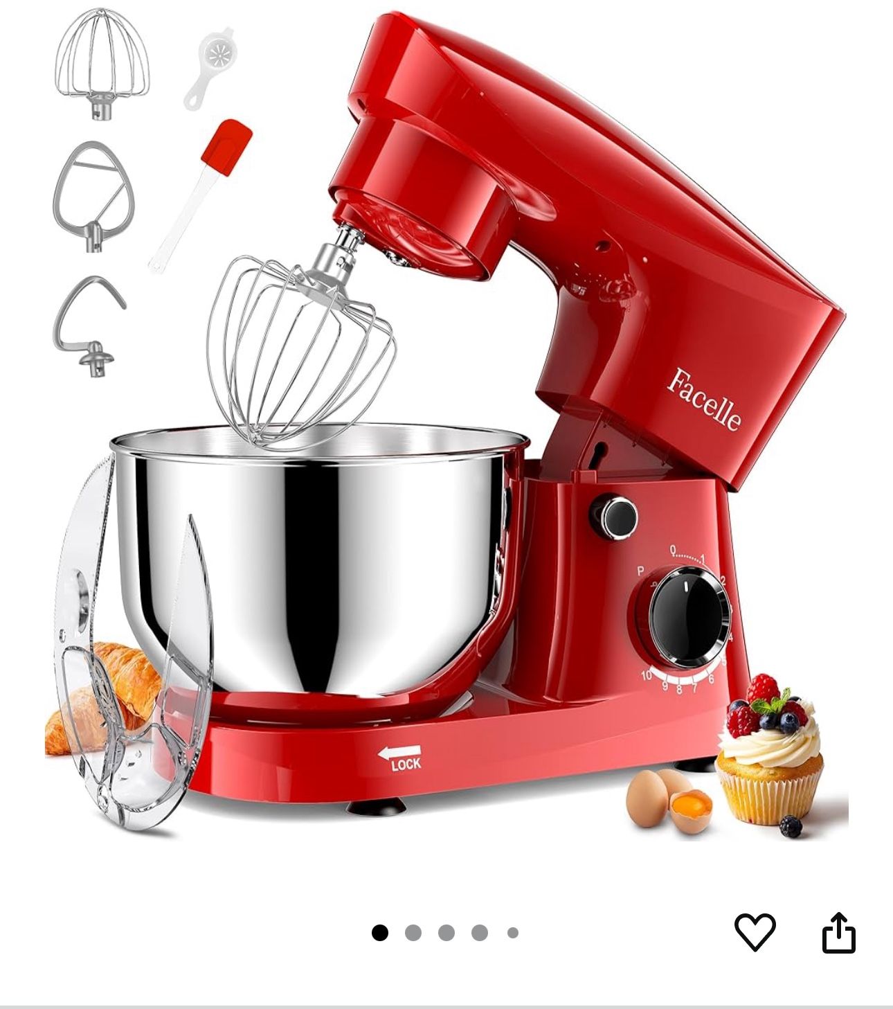 Stand Mixer, 10-Speed 6QT Kitchen Electric Mixer, Tilt-Head Food Mixer with Beater, Dough Hook, Wire Whip and Egg Separator
