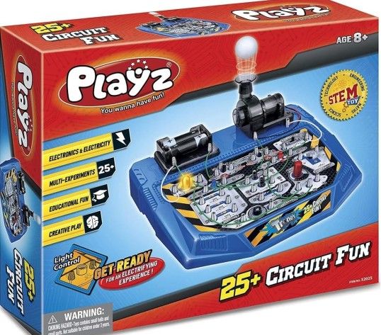 B6. Playz Electrical Circuit Board Engineering Kit for Kids with 25+ STEM Projects Teaching Electricity, Voltage, Currents, Resistance, & Magnetic Sci