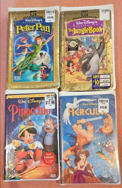 Walt Disney Masterpiece Collection VHS Lot - Peter Pan, The Jungle Book, Pinocchio, Hercules
