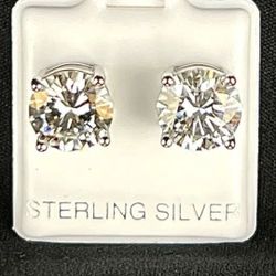 4ct Moissanite Sterling Silver Studs 