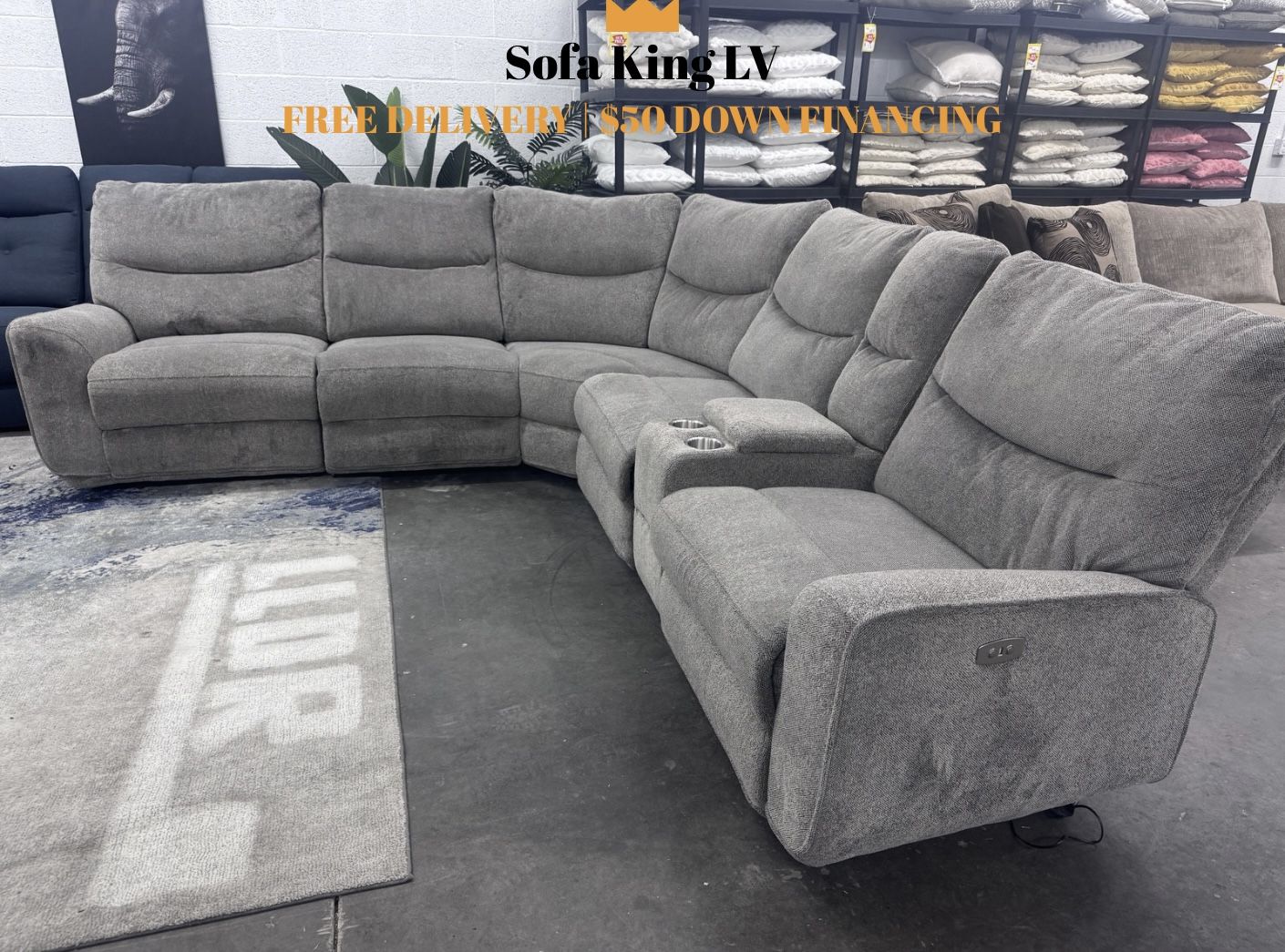 Free Delivery* Like New Gray Sectional Sofa with Recliners!