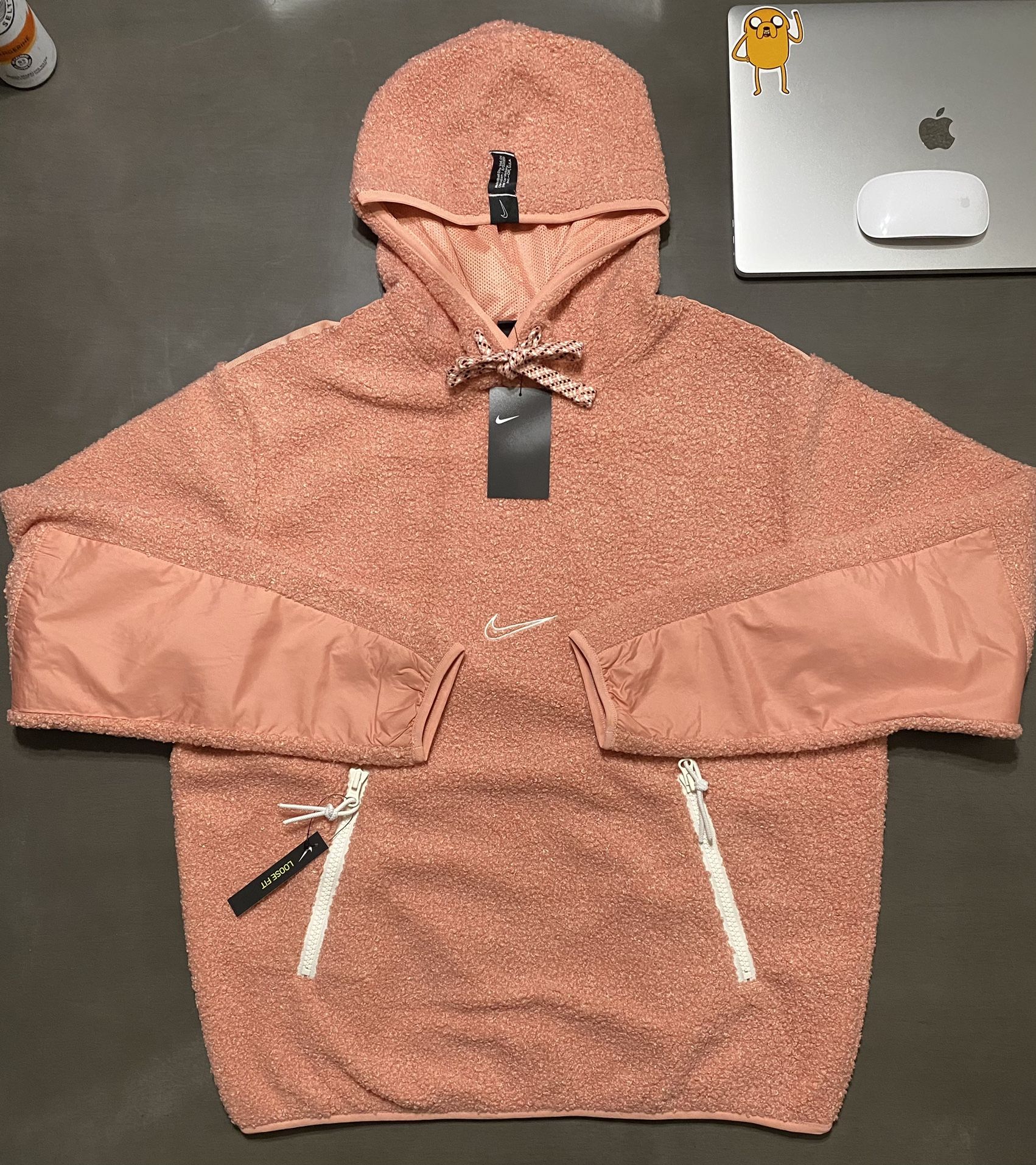 Nike City Exploration Sherpa Hoodie Pink Quartz Men’s Size MEDIUM
