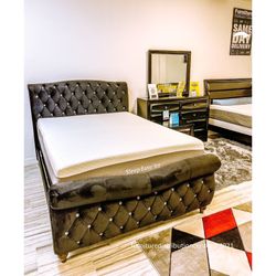 MODERN NEW BLACK QUEEN BED ON SALE ONLY $499. KING BED $599. IN STOCK SAME DAY DELIVERY 🚚 FINANCING AVAILABLE 