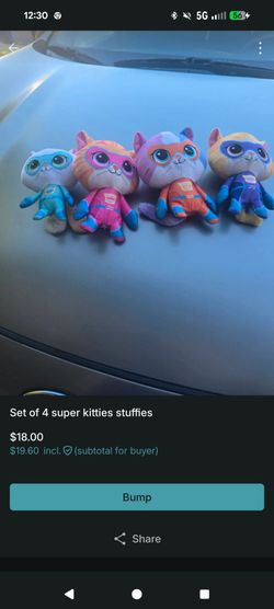 Set of 4 super kitties stuffed animals