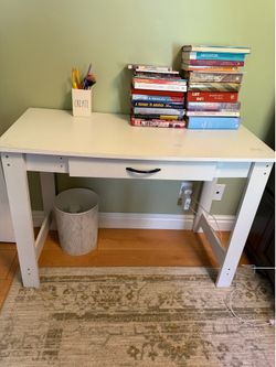 White desk and table