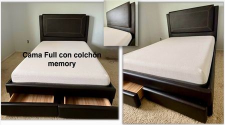 Full Bed w/ Memory Foam Mattress + Storage