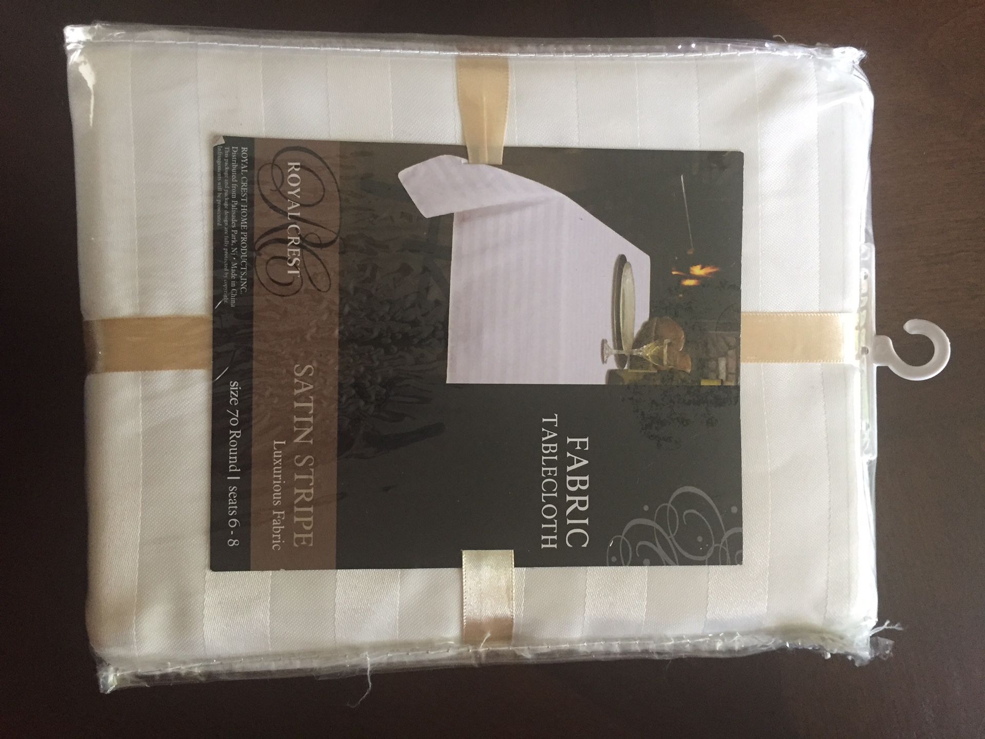 NEW Fabric Tablecloth - white satin stripe