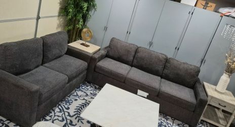2PC- Living Spaces Sofa Set in Slate Color