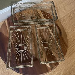 Set Of 3 Wire Metal Serving Basket