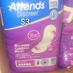 Attends Discreet Bladder Control Pads, Maximum Long, Liner Pads, ADPMAL - Pack of 20