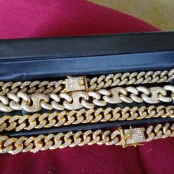 Gold-plated Necklaces And Bracelets 16-in 14 And Bracelet Men's