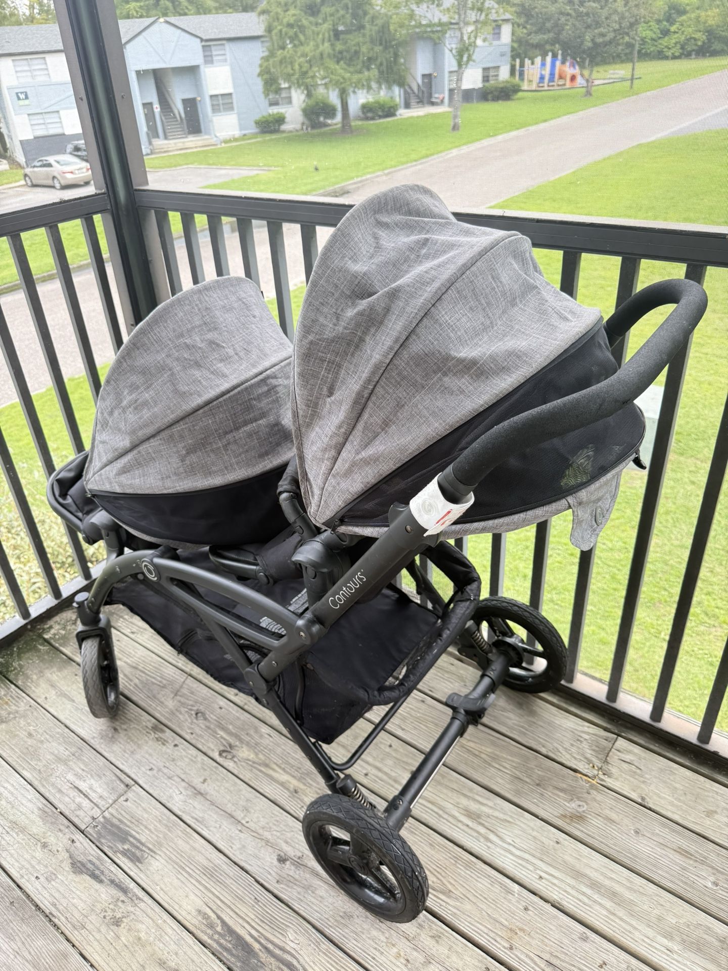 Black Double Seat Stroller For Ages 0-3 Years