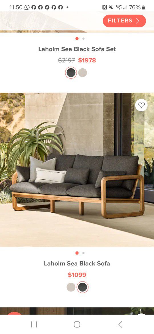 Laholm Sea Black Sofa & Lounge Chair