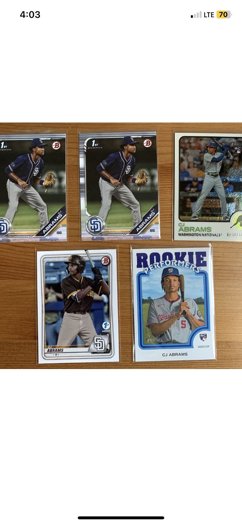 CJ Abrams Rookie Lot Baseball Cards 