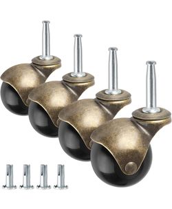 4Pack Caster Wheels 2" Antique Copper Caster with 5/16" x 1-1/2"(8 x 38mm) Mounting Socket for Heavy-Duty Furniture Sofa Table Chair