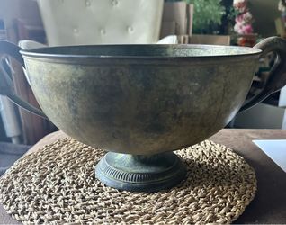 Vintage garden decor, bronze bowl