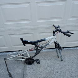Dual Suspension Mountain Bicycle Frame Handlebar Pedals Brakes Chain $30