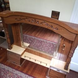 Vintage Dresser HUTCH. STONE ON WOOD. very cool