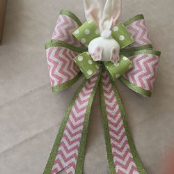 Easter Bunny Rabbit Burlap Bow Ribbon 25” Seasonal