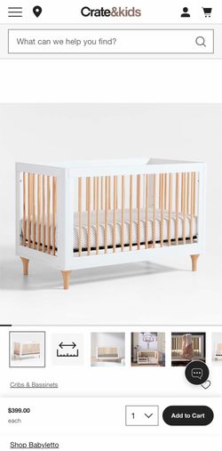 Babyletto Lolly White & Wood 3-in-1 Convertible Crib