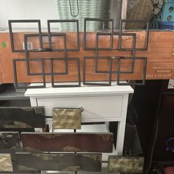 Two Black Metal Candle Holders 