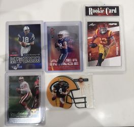 Football QB Lot (5) Drake Maye Pink RC-Fravre /3000 -Manning /999- Montana-Caleb