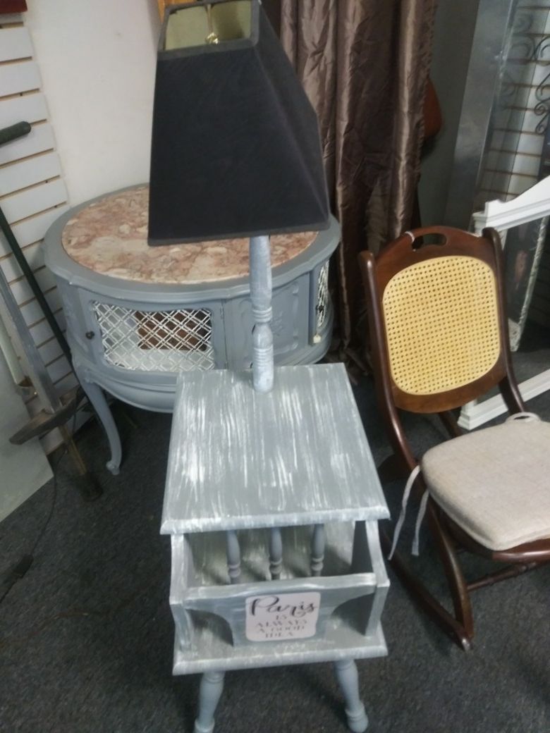 Antique Table w built in lamp