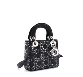 Christian Dior Lady Dior Bag Crystal Embellished Cannage Quilt Satin Mini