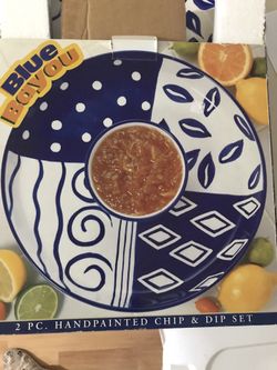 2pc Handpainted Chip And Dip Set