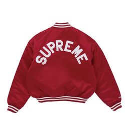 SUPREME MITCHELL & NESS SATIN VARSITY JACKET