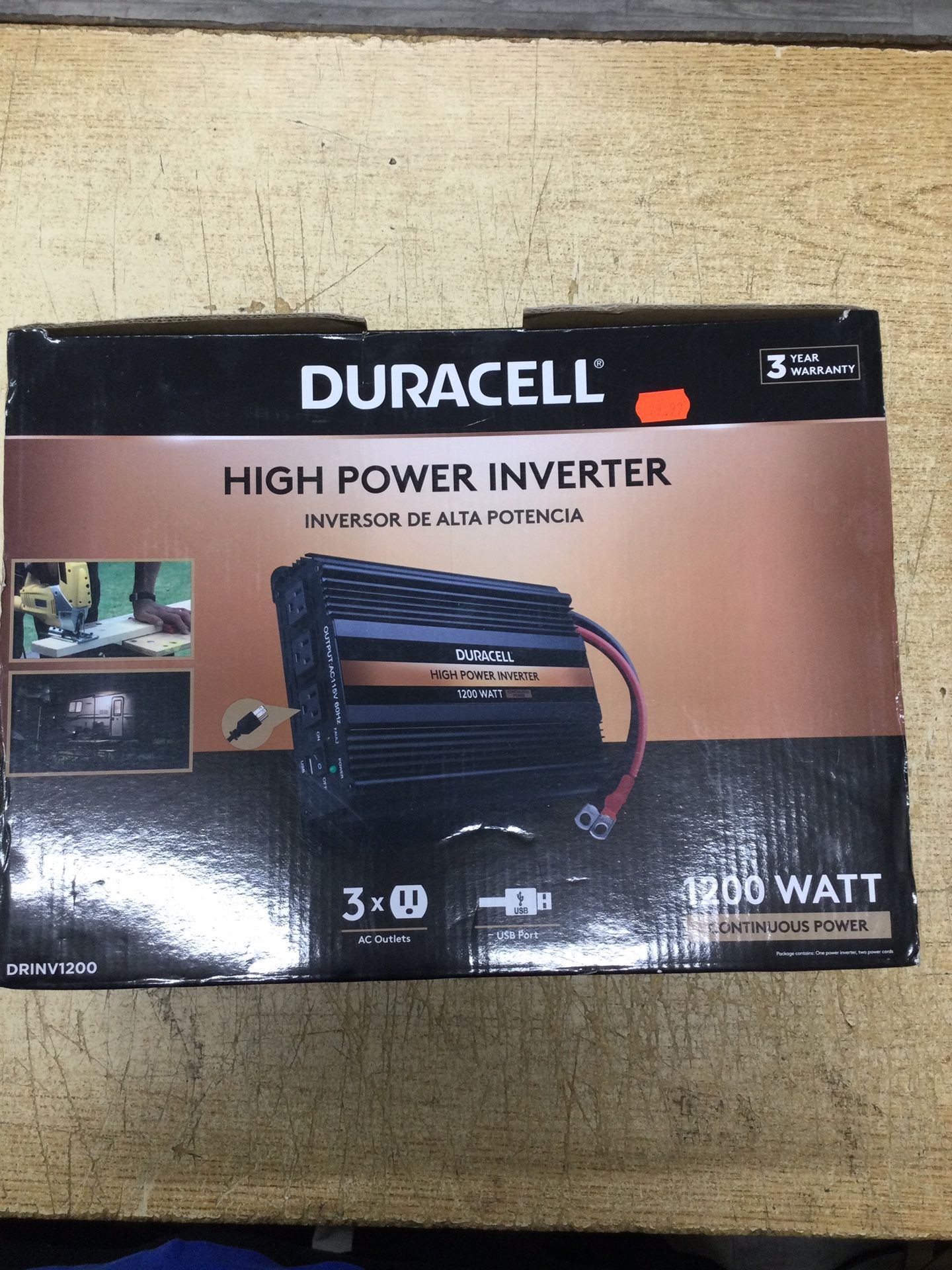 Duracell - 1200W Ultra High Power Inverter with USB charge port - Black
