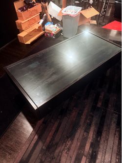 Wood/Glass Coffee Table with Hidden Custom Side Drawers