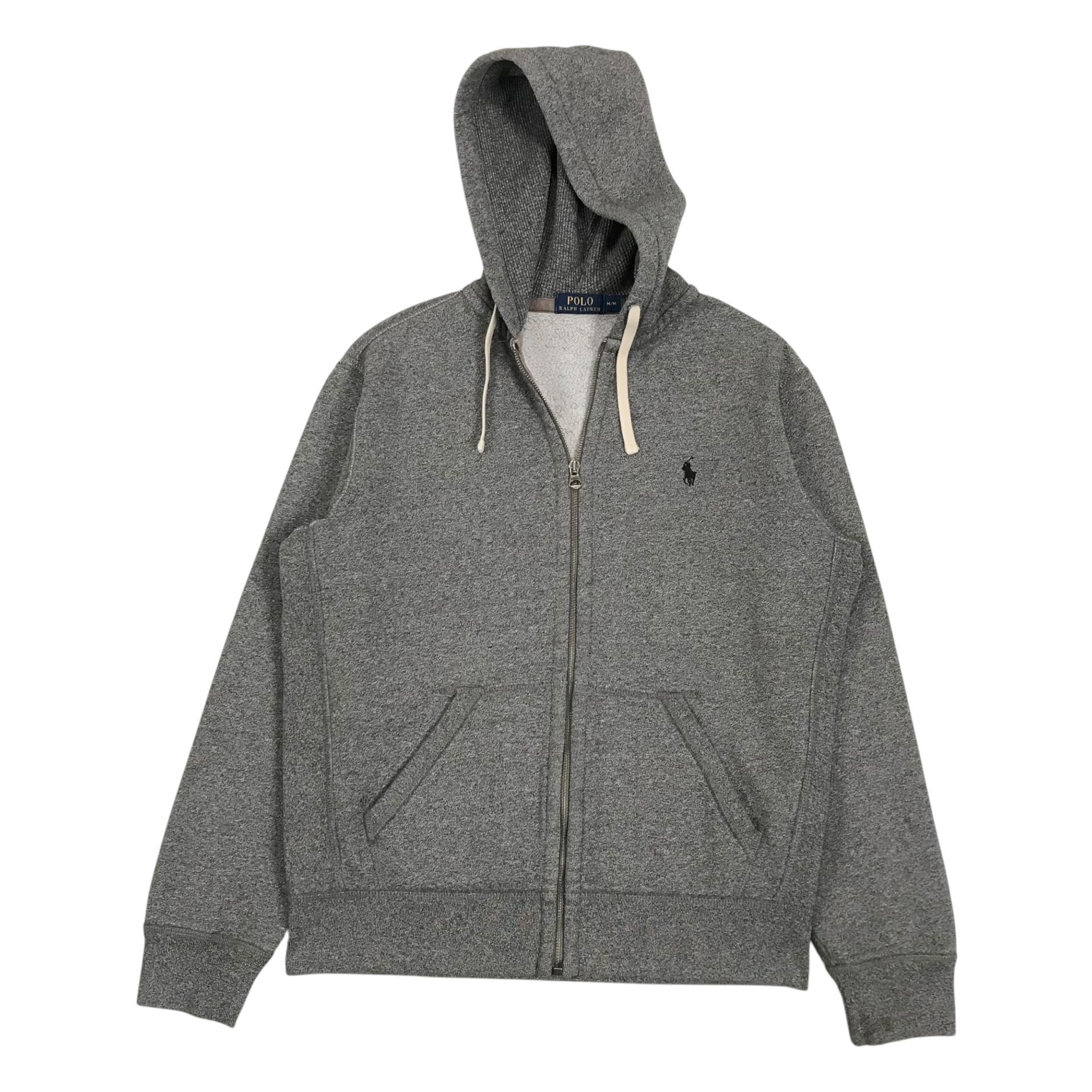 POLO RALPH LAUREN THERMAL HOODIE MEDIUM GRAY JACKET SWEATSHIRT PULLOVER VINTAGE