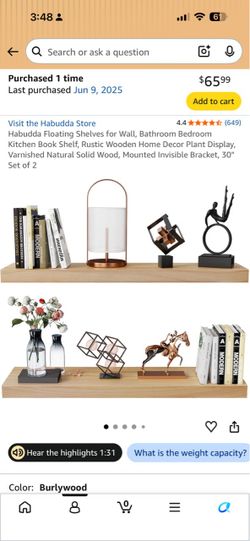 Habudda Floating Wall Shelves Set of 2
