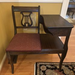 Antique Lyre Harp Gossip Phone Chair