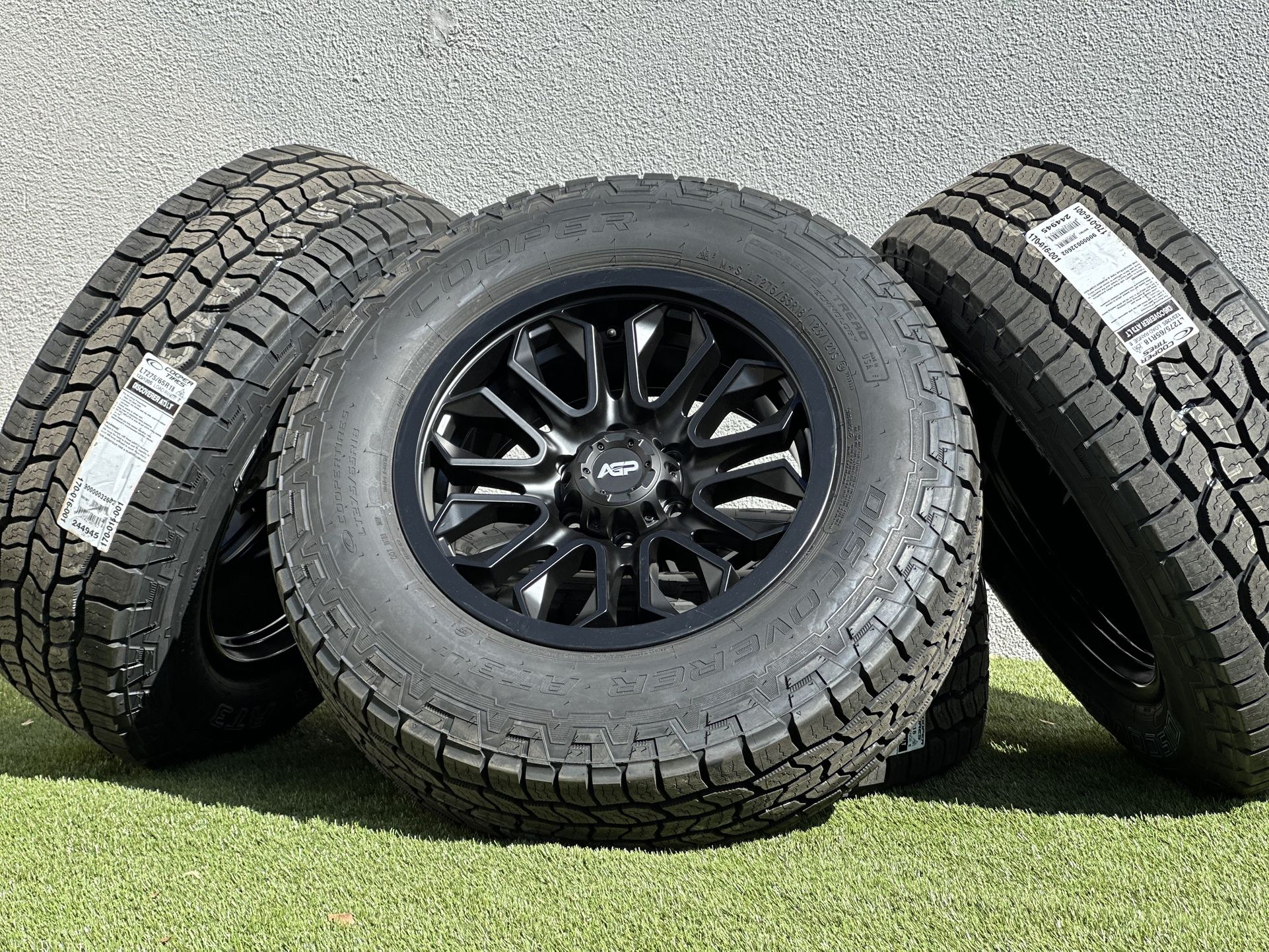 NEW Black 18” rims 6 lug GMC Sierra Wheels Chevy Silverado Yukon A/T 33” Tires Dodge Ram Ford F-150 Toyota