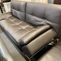 Leather Futon Sofa With Electric Plugs 