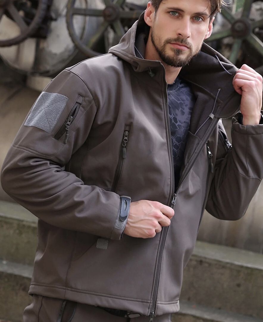 Men’s XL Lightweight Softshell Jacket Waterproof Military Tactical Jackets Windbreaker Hooded Rain Coat Performance