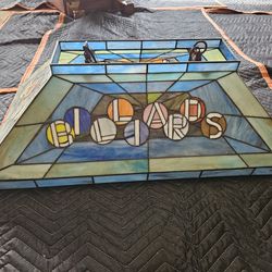 Stained Glass Billiards Pool Overhead Lamp Double Bulb
