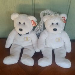 Vintage Ty Beanie Buddies "Mr. & Mrs." Wedding Bears Set (2004) - Retired