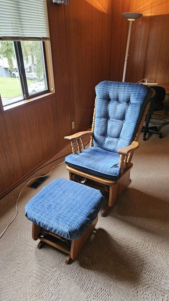 Mid Century Modern Glider with gliding ottoman