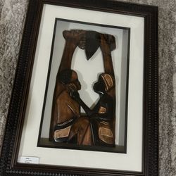 Hand-Carved African Wooden Wall Art – Set of 3 (Framed)