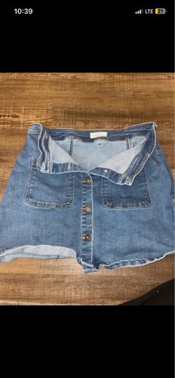 High-Waist Denim Button-Front Shorts
