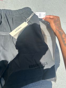 black Fear of God ESSENTIALS shorts available.
